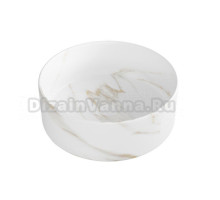 Накладная раковина Teymi Lina 36 матовый белый мрамор, круглая