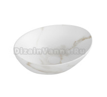 Накладная раковина Teymi Lori 41 матовый белый мрамор, овальная