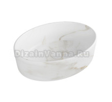 Накладная раковина Teymi Lori 51 матовый белый мрамор, овальная