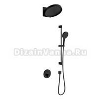 Душевая система скрытого монтажа для душа с термостатом, лейка, верхний душ, черный AQUAme AQM8403MB