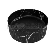 Накладная раковина Teymi Martta 37 матовый черный мрамор, круглая