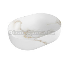 Накладная раковина Teymi Solli Artceramic 49 матовый белый мрамор, овальная