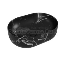 Накладная раковина Teymi Solli Artceramic 49 матовый черный мрамор, овальная