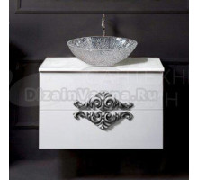 Тумба с раковиной Armadi Art NeoArt 80 белая с ручками серебро