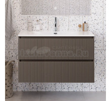 Тумба с раковиной BelBagno Uno-mini 100 подвесная, 2 ящика, матовая бежевая