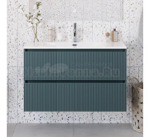 Тумба с раковиной BelBagno Uno-mini 100 подвесная, 2 ящика, матовая голубая