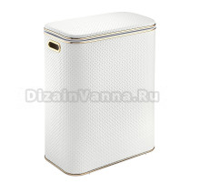 Корзина для белья Geralis PWG-BF напольная, белая, прямоугольная, пластик, искусственная кожа