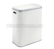 Корзина для белья Geralis PWH-BF напольная, белая, прямоугольная, пластик, искусственная кожа