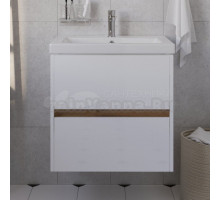 Тумба с раковиной 1MarKa Veil 50 подвесная, белая аляска, дуб вотан