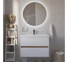 Мебель для ванной комнаты 1MarKa Veil 80 подвесная, белая аляска, дуб вотан