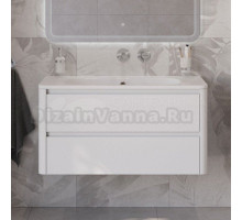 Тумба с раковиной Cezares Relax 100 подвесная, 2 ящика, bianco lucido