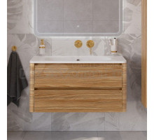 Тумба с раковиной Cezares Relax 100 подвесная, 2 ящика, дуб карамельный