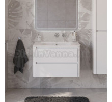 Тумба с раковиной Cezares Relax 80 подвесная, 2 ящика, bianco lucido