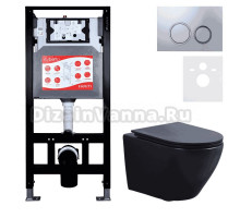 Комплект 3 в 1 Унитаз подвесной Esbano Azalea ESUPAZALBM + Инсталляция Fram + Кнопка ESINKRG11MC цвет матовый хром
