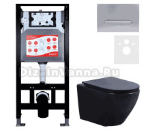 Комплект 3 в 1 Унитаз подвесной Esbano Azalea ESUPAZALBM + Инсталляция Fram + Кнопка ESINOVL17MC цвет матовый хром