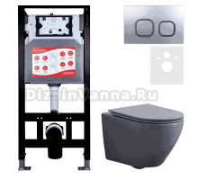 Комплект 3 в 1 Унитаз подвесной Esbano Azalea ESUPAZALGM + Инсталляция Fram + Кнопка ESINLPS10MC цвет матовый хром