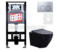 Комплект 3 в 1 Унитаз подвесной Esbano Azalea ESUPAZALB + Инсталляция Fram + Кнопка ESINKRG11MC цвет матовый хром