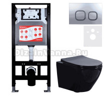 Комплект 3 в 1 Унитаз подвесной Esbano Azalea ESUPAZALB + Инсталляция Fram + Кнопка ESINLPS10MC цвет матовый хром