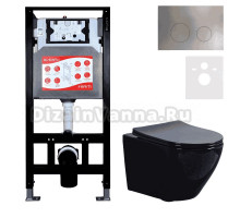 Комплект 3 в 1 Унитаз подвесной Esbano Azalea ESUPAZALB + Инсталляция Fram + Кнопка ESINMTK60ST цвет сатин