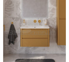 Тумба с раковиной Cezares Relax 80 подвесная, 2 ящика, брашированное золото