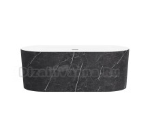 Акриловая ванна Wellsee Chalice Perfection 230604000 165x75 см, отдельностоящая, матовый черный мрамор, глянцевая белая, овальная