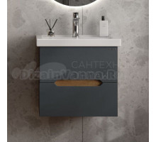 Тумба с раковиной Onika Айленд 50 подвесная, графит, дуб крафт золотой