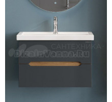 Тумба с раковиной Onika Айленд 80 подвесная, графит, дуб крафт золотой