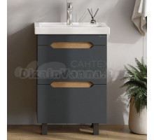 Тумба с раковиной Onika Айленд 50 напольная, графит, дуб крафт золотой