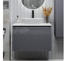 Тумба с раковиной Grossman Кристалл 80 подвесная, матовый графит