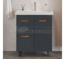 Тумба под раковину без столешницы Onika Айленд 70 напольная, графит, дуб крафт золотой