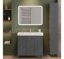 Мебель для ванной комнаты Onika Айленд 90 напольная, графит, дуб крафт золотой