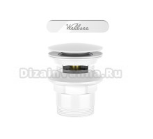 Слив-перелив для ванны Wellsee Useful Extras 231922000 55 мм, клик-клак, глянцевый белый, с сифоном