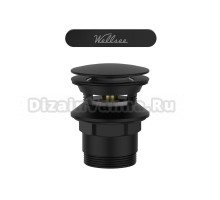 Слив-перелив для ванны Wellsee Useful Extras 231924000 55 мм, клик-клак, матовый черный, с сифоном
