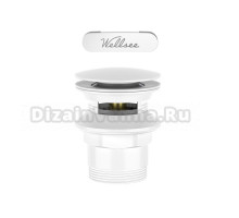 Слив-перелив для ванны Wellsee Useful Extras 231927000 55 мм, клик-клак, глянцевый белый, с сифоном