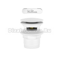 Слив-перелив для ванны Wellsee Useful Extras 231928000 55 мм, клик-клак, матовый белый, с сифоном