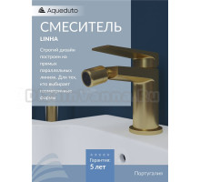 Смеситель для биде Aqueduto Linha LIN0550 шлифованное золото