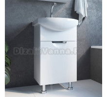 Тумба с раковиной Mixline Этьен 50 глянцевая белая, раковина Элеганс 50