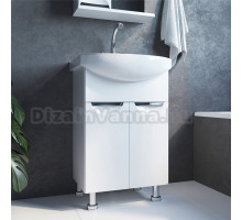 Тумба с раковиной Mixline Этьен 55 глянцевая белая, раковина Элеганс 55