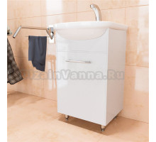 Тумба с раковиной Mixline Алан 47 R глянцевая белая