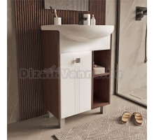 Тумба с раковиной Mixline Боско 65 глянцевая белая, венге, раковина Best 65