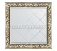 Зеркало Evoform Exclusive-G BY 4338 90х90 барокко серебро, в багетной раме, с гравировкой