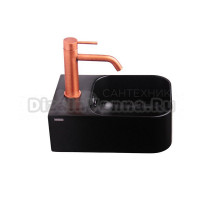 Раковина маленькая в туалет Plumberia Selection Ixo ceramica 25 матовая черная, прямоугольная