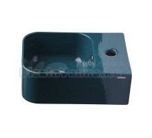 Раковина маленькая в туалет Plumberia Selection Ixo ceramica 25 глянцевая петролио, прямоугольная