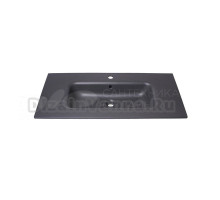 Мебельная раковина Plumberia Selection Ixo ceramica 81 накладная, матовый серый бром, прямоугольная, фарфор