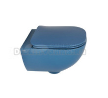 Унитаз подвесной Plumberia Selection Ixo ceramica KIT XO5000BD Slim безободковый, с микролифтом, глянцевый блу деним