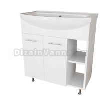 Тумба с раковиной Mixline Анри 75 глянцевая белая, в сборе