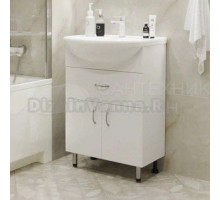 Тумба с раковиной Mixline Мистраль 60 глянцевая белая, в разборе