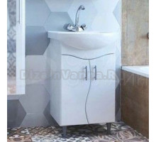 Тумба с раковиной Mixline Ангара 52 глянцевая белая, в сборе