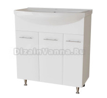 Тумба с раковиной Mixline Вега 75 глянцевая белая, в сборе