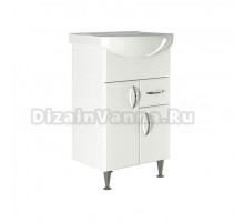 Тумба с раковиной Mixline Комфорт 52 глянцевая белая, в сборе